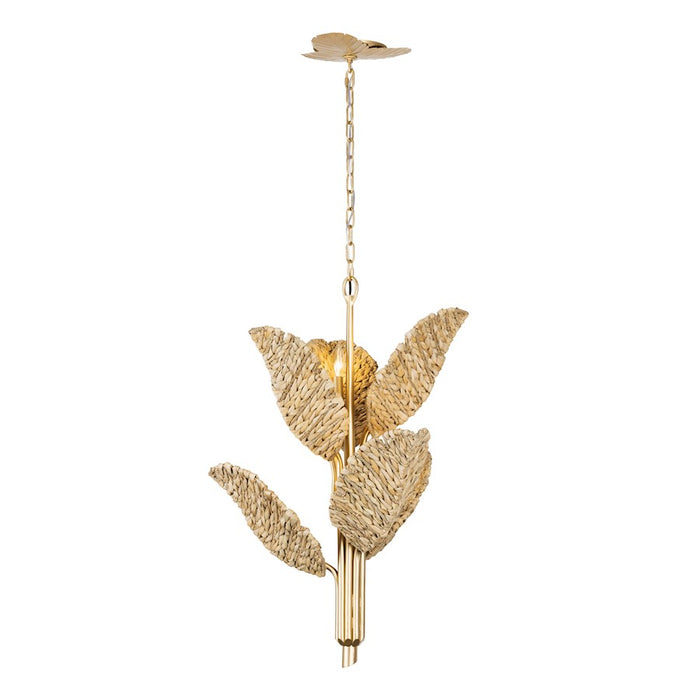 Varaluz Banana Leaf 6-Lt Chandelier, Gold/Seagrass/Lampakanay Rope