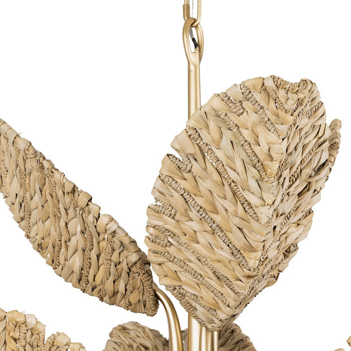 Varaluz Banana Leaf 9-Lt Chandelier, Gold/Seagrass/Lampakanay Rope