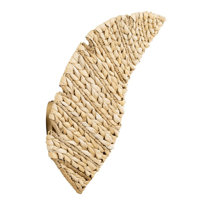 Varaluz Banana Leaf 2 Light Sconce, Gold/Seagrass/Lampakanay Rope