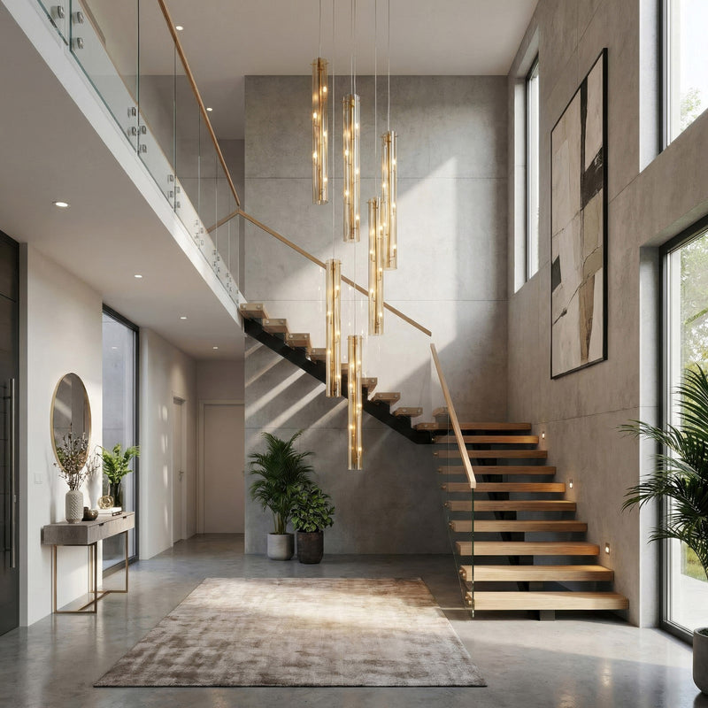 Varaluz Chroman Empire 5 Light Pendant, Satin Gold/Satin Gold