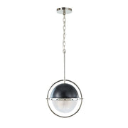 Varaluz Coventry 1Lt Pendant, Polished Nickel, Aged Iron/White