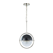 Varaluz Coventry 1Lt Pendant, Polished Nickel, Aged Iron/White