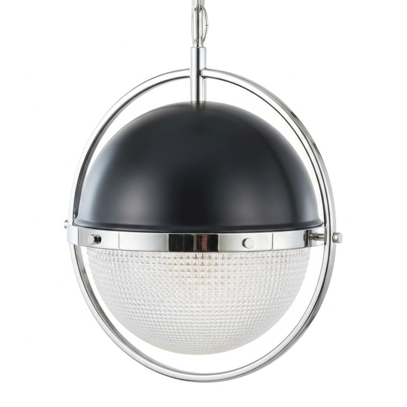 Varaluz Coventry 1Lt Pendant, Polished Nickel, Aged Iron/White