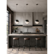 Varaluz Coventry 1Lt Pendant, Polished Nickel, Aged Iron/White