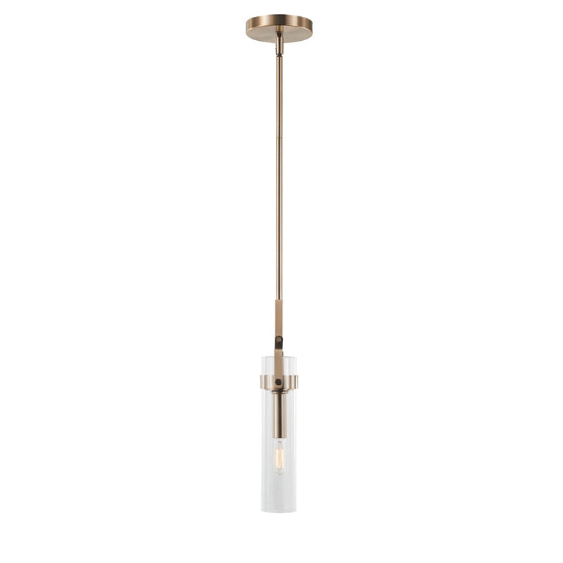 Varaluz Foxwich 1 Light Pendant, Brushed Brass/Clear
