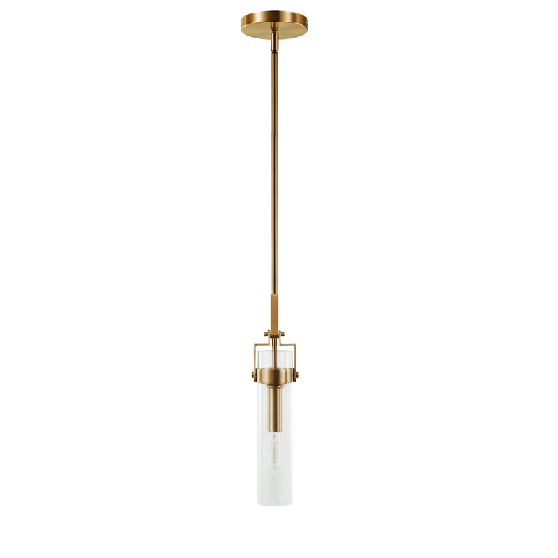 Varaluz Foxwich 1 Light Pendant, Brushed Brass/Clear