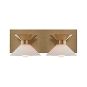 Varaluz Ringsted 2 Light Bath Vanity, Brushed Brass/White