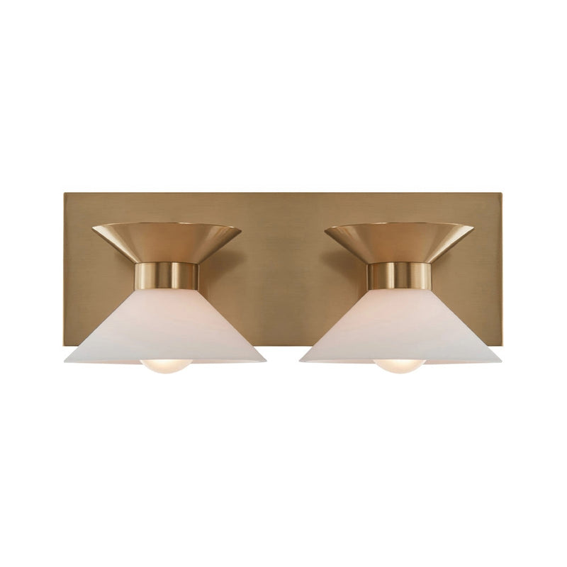 Varaluz Ringsted 2 Light Bath Vanity, Brushed Brass/White