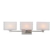 Varaluz Sardinia 3 Light Bath Vanity, Brushed Nickel/White