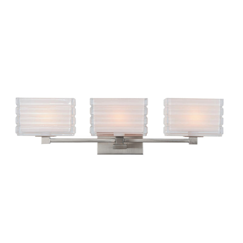 Varaluz Sardinia 3 Light Bath Vanity, Brushed Nickel/White