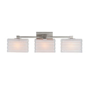 Varaluz Sardinia 3 Light Bath Vanity, Brushed Nickel/White
