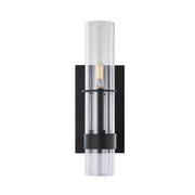 Varaluz Cardiff 2 Light Wall Sconce, Matte Black/Clear