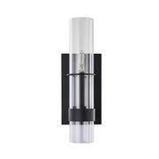 Varaluz Cardiff 2 Light Wall Sconce, Matte Black/Clear