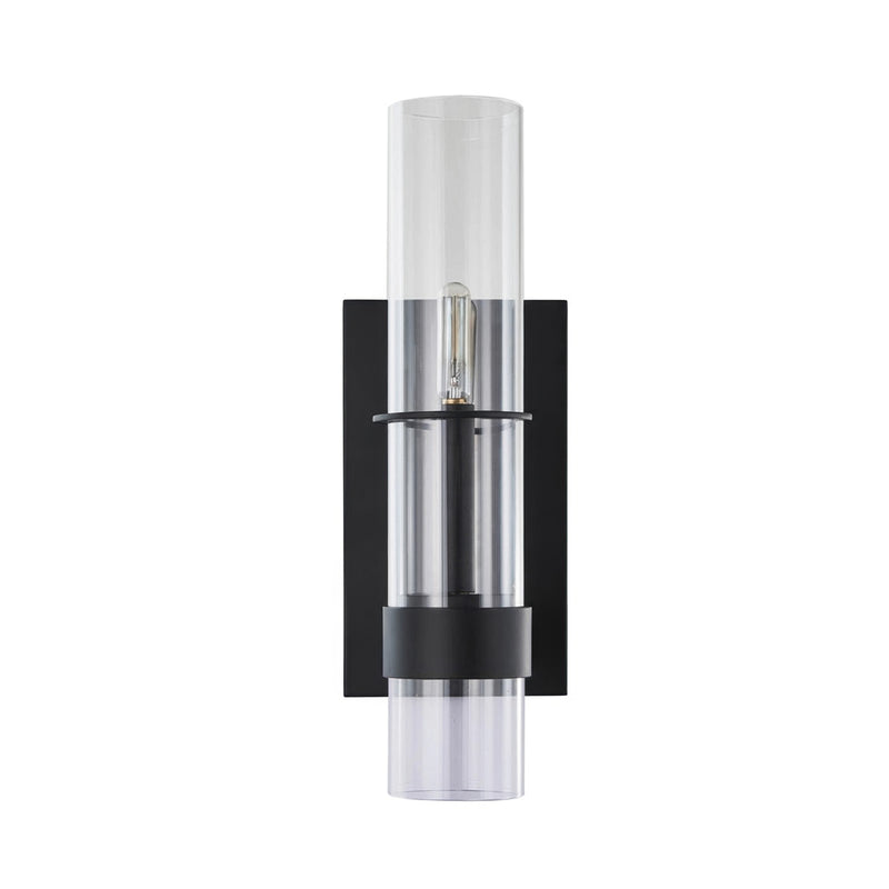 Varaluz Cardiff 2 Light Wall Sconce, Matte Black/Clear