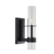 Varaluz Cardiff 2 Light Wall Sconce, Matte Black/Clear