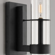 Varaluz Cardiff 2 Light Wall Sconce, Matte Black/Clear