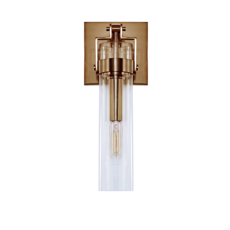 Varaluz Foxwich 1 Light Wall Sconce, Brushed Brass/Clear