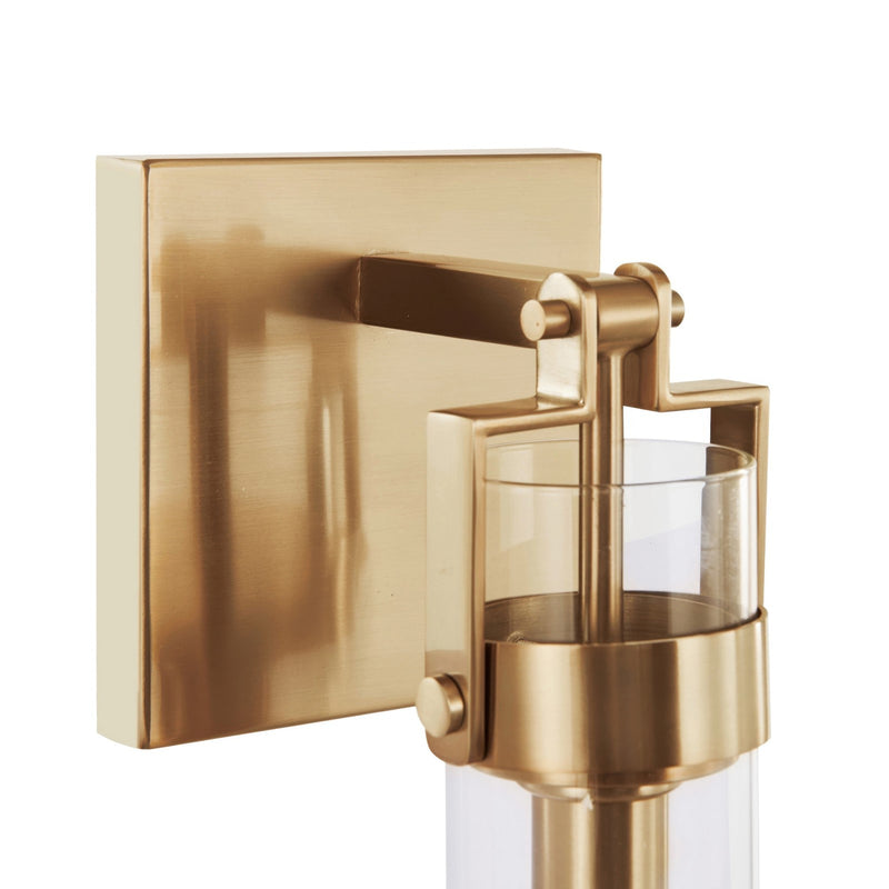 Varaluz Foxwich 1 Light Wall Sconce, Brushed Brass/Clear