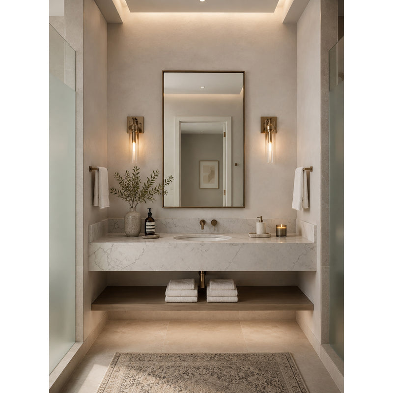 Varaluz Foxwich 1 Light Wall Sconce, Brushed Brass/Clear