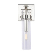 Varaluz Foxwich 1 Light Wall Sconce, Polished Nickel/Clear