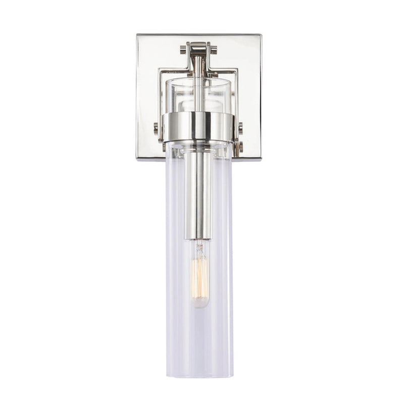 Varaluz Foxwich 1 Light Wall Sconce, Polished Nickel/Clear