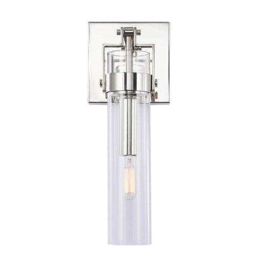 Varaluz Foxwich 1 Light Wall Sconce, Polished Nickel/Clear