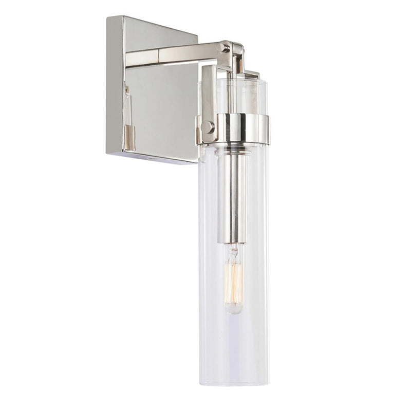 Varaluz Foxwich 1 Light Wall Sconce, Polished Nickel/Clear