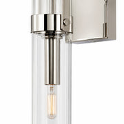 Varaluz Foxwich 1 Light Wall Sconce, Polished Nickel/Clear