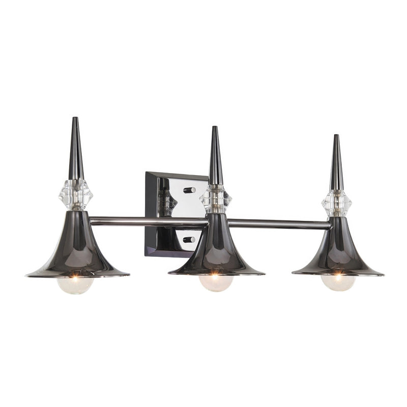 Varaluz Tromba 3 Light Bath Vanity, Black Chrome/Black Chrome