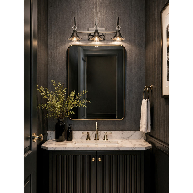 Varaluz Tromba 3 Light Bath Vanity, Black Chrome/Black Chrome