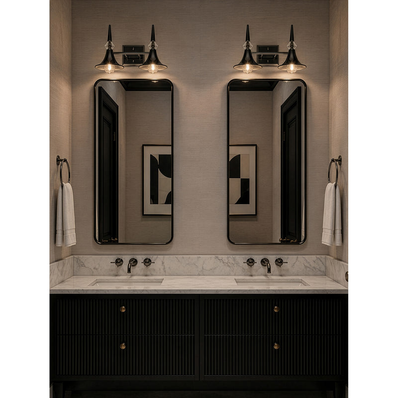 Varaluz Tromba 2 Light Bath Vanity, Black Chrome/Black Chrome