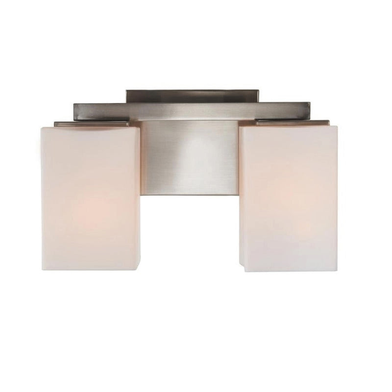 Varaluz Capri 2 Light Bath Vanity, Brushed Nickel/White