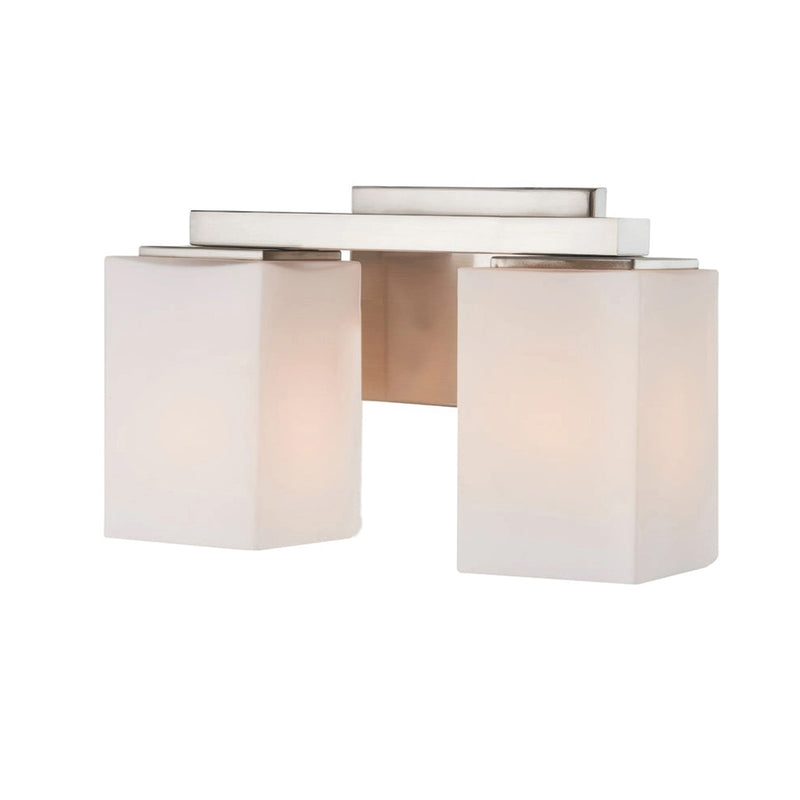 Varaluz Capri 2 Light Bath Vanity, Brushed Nickel/White