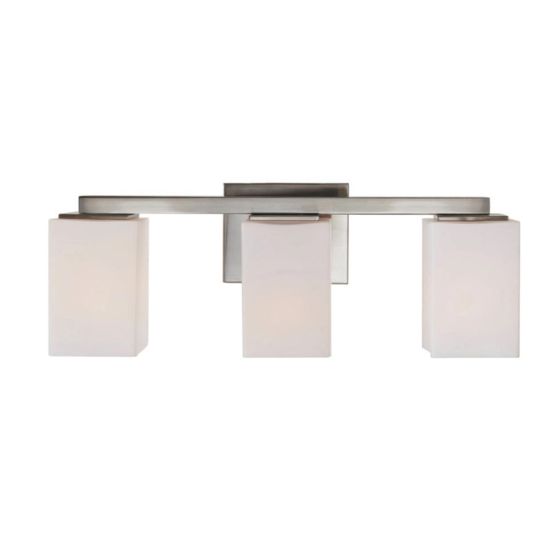 Varaluz Capri 3 Light Bath Vanity, Brushed Nickel/White