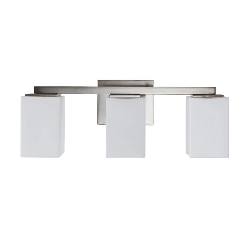 Varaluz Capri 3 Light Bath Vanity, Brushed Nickel/White