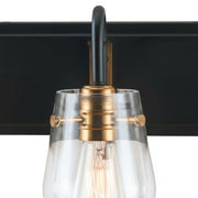 Varaluz Bromyard 3Lt Bath Vanity, Matte Black, Aged Brass/Clear