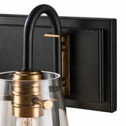 Varaluz Bromyard 2Lt Bath Vanity, Matte Black, Aged Brass/Clear