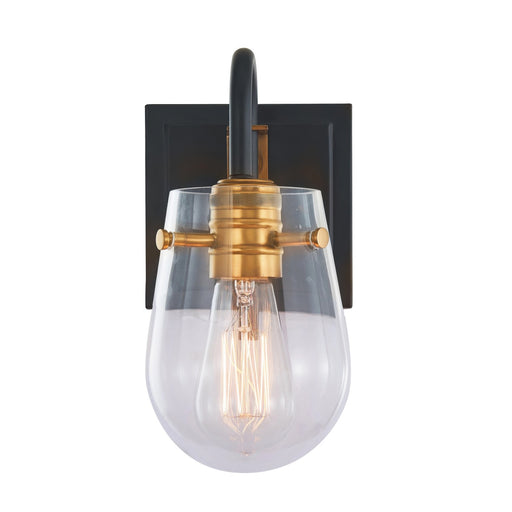 Varaluz Bromyard 1Lt Wall Sconce, Matte Black, Vintage Brass/Clear