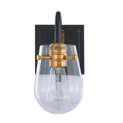 Varaluz Bromyard 1Lt Wall Sconce, Matte Black, Vintage Brass/Clear