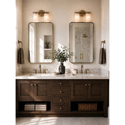 Varaluz Merano 2 Light Bath Vanity, Brushed Brass/White