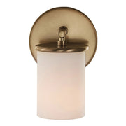 Varaluz Merano 1 Light Wall Sconce, Brushed Brass/White