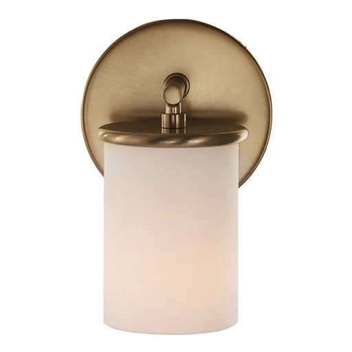 Varaluz Merano 1 Light Wall Sconce, Brushed Brass/White