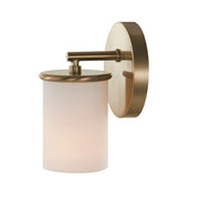 Varaluz Merano 1 Light Wall Sconce, Brushed Brass/White