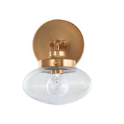 Varaluz Harrow 1 Light Wall Sconce, Aged Brass/Clear