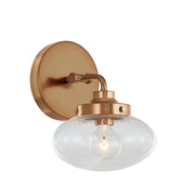 Varaluz Harrow 1 Light Wall Sconce, Aged Brass/Clear