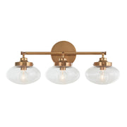 Varaluz Harrow 3 Light Bath Vanity, Aged Brass/Clear