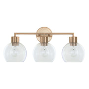 Varaluz Cortona 3 Light Bath Vanity, Brushed Brass/Clear