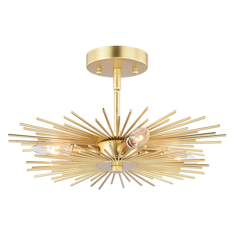 Vaxcel Nikko Semi Flush Ceiling Light, Gold