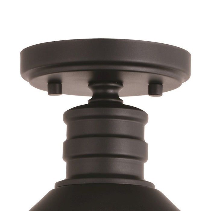 Vaxcel Akron 1 Light 12" Semi Flush Mount, Bronze/White/Metal Shade