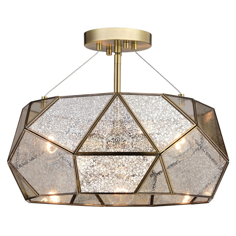 Vaxcel Euclid 16" 3 Light Semi-Flush Mount, Aged Brass - C0284